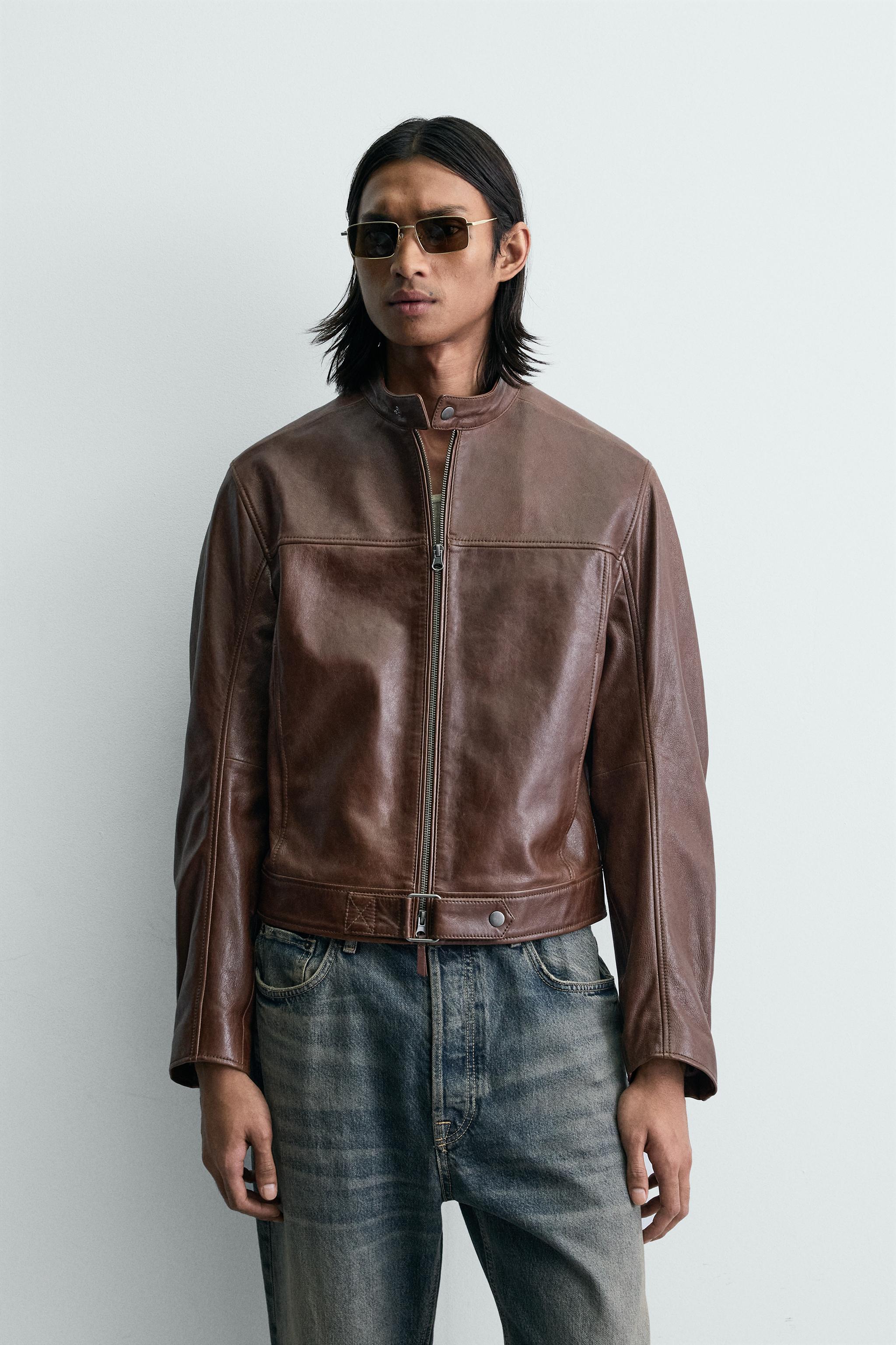 CROPPED FIT LEATHER JACKET
